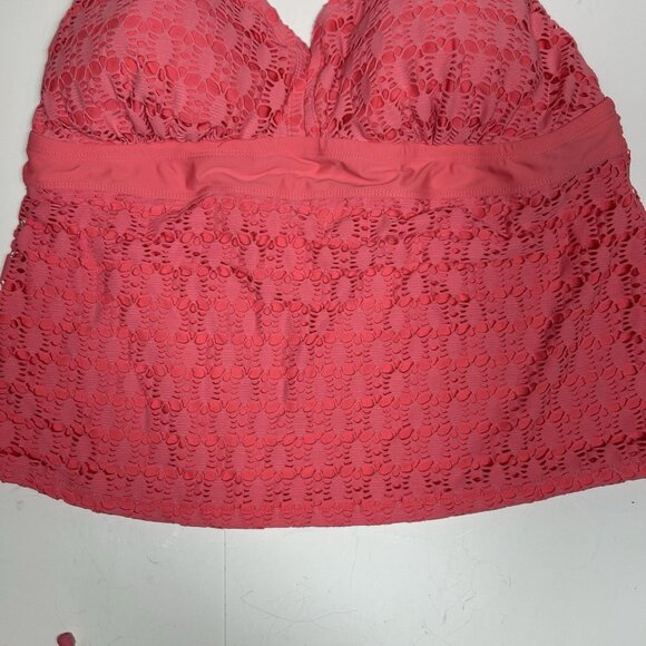 Catalina 2pc Pink Women Bathing Suit Tankini Set Halter Tie Neck Sz 2X 18W-20W - Picture 4 of 11